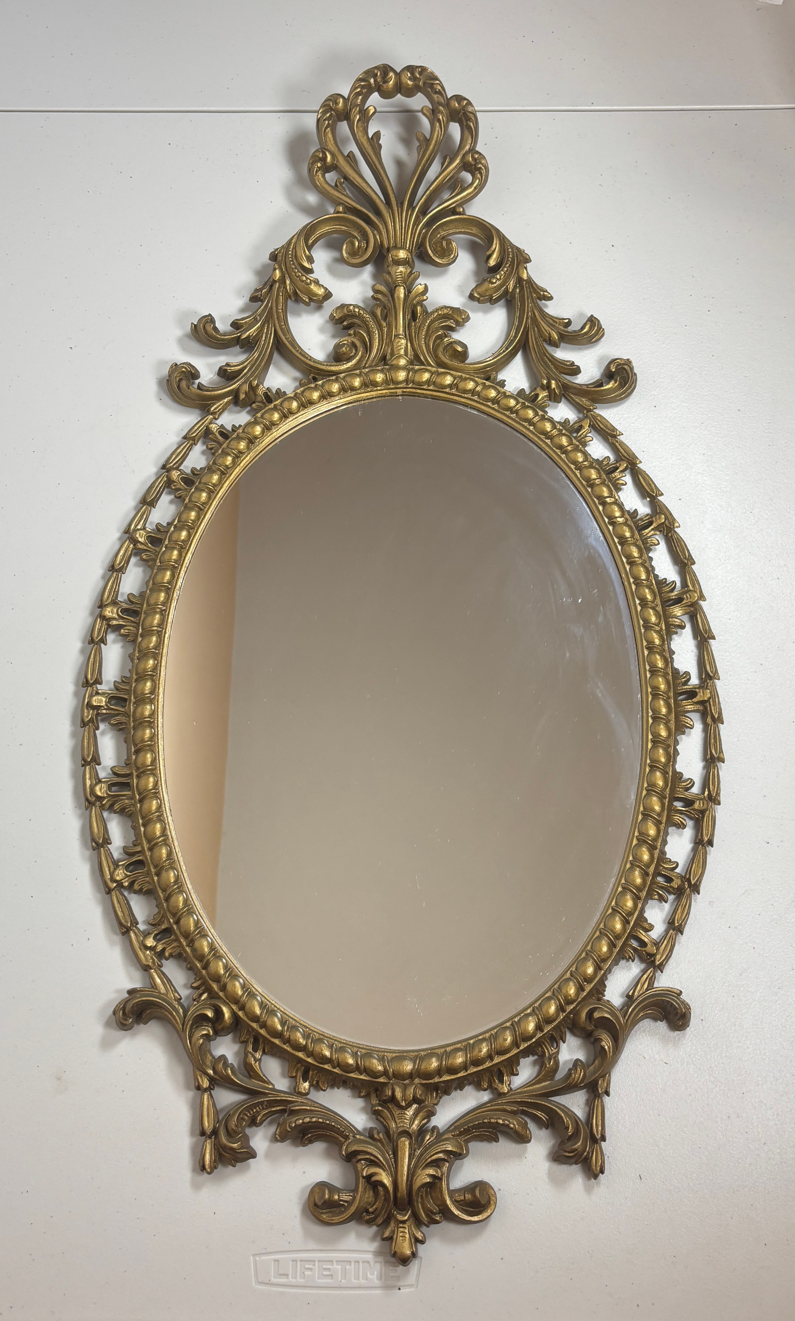 Hollywood Regency style Burwood gold-tone oval wall mirror